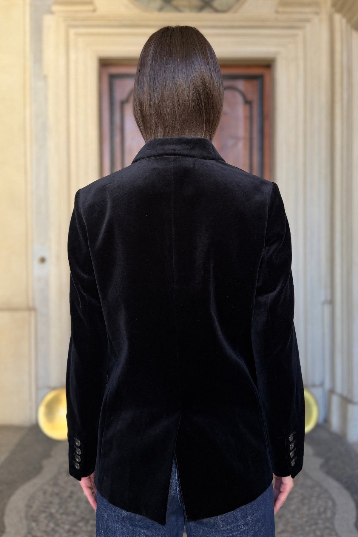 WU-SIDE - giacca fustagno doppio petto - NERO