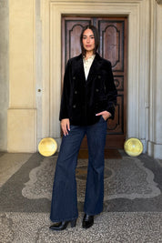 WU-SIDE - giacca fustagno doppio petto - NERO