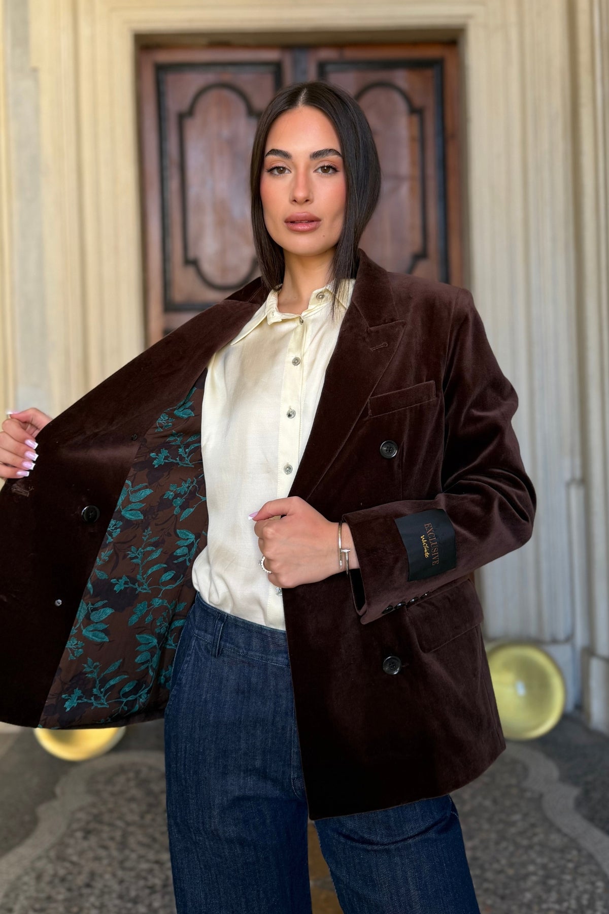 WU-SIDE - giacca fustagno doppio petto - MARRONE