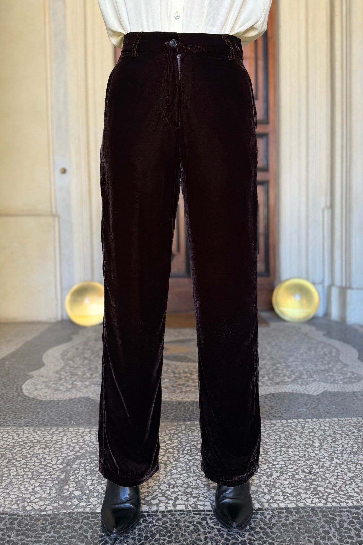 WU-SIDE - pantalone velluto - MARRONE