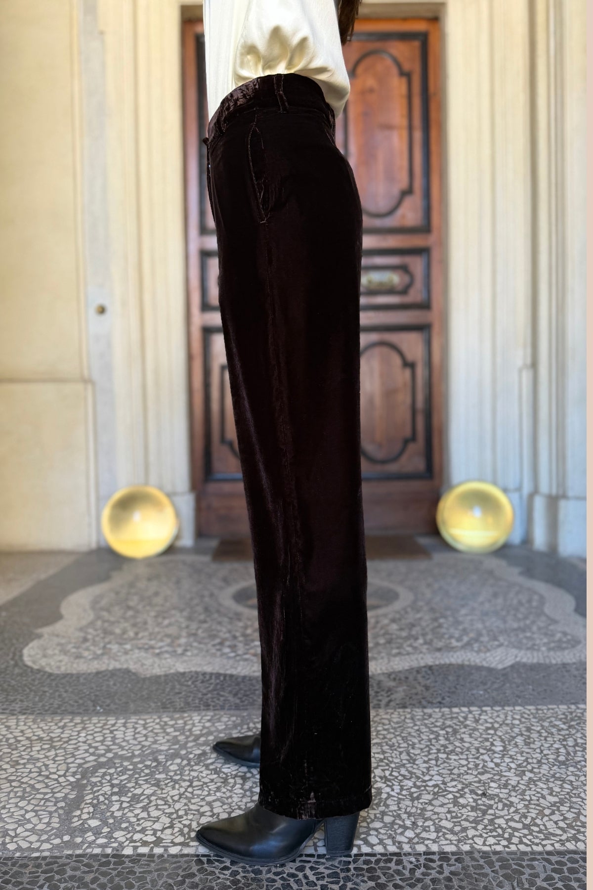 WU-SIDE - pantalone velluto - MARRONE