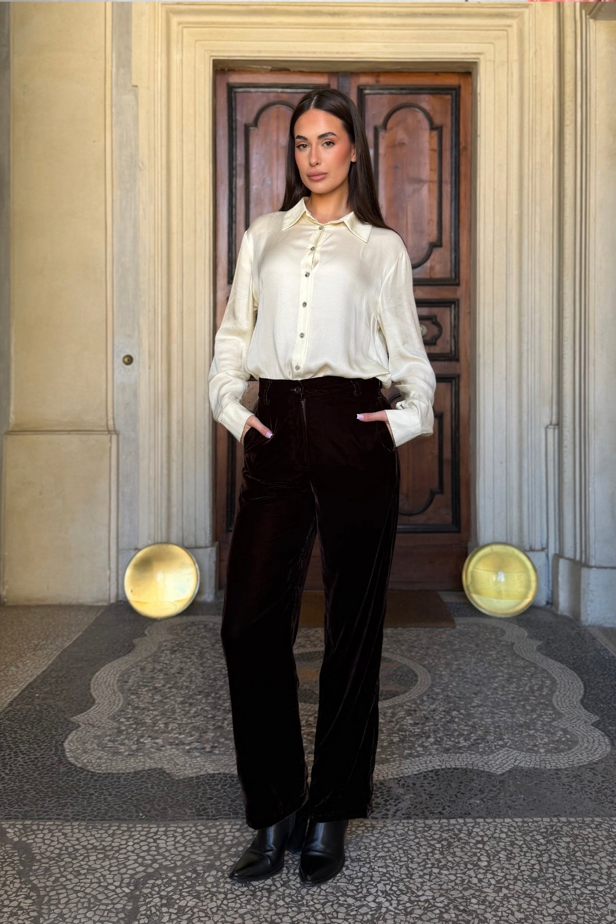 WU-SIDE - pantalone velluto - MARRONE