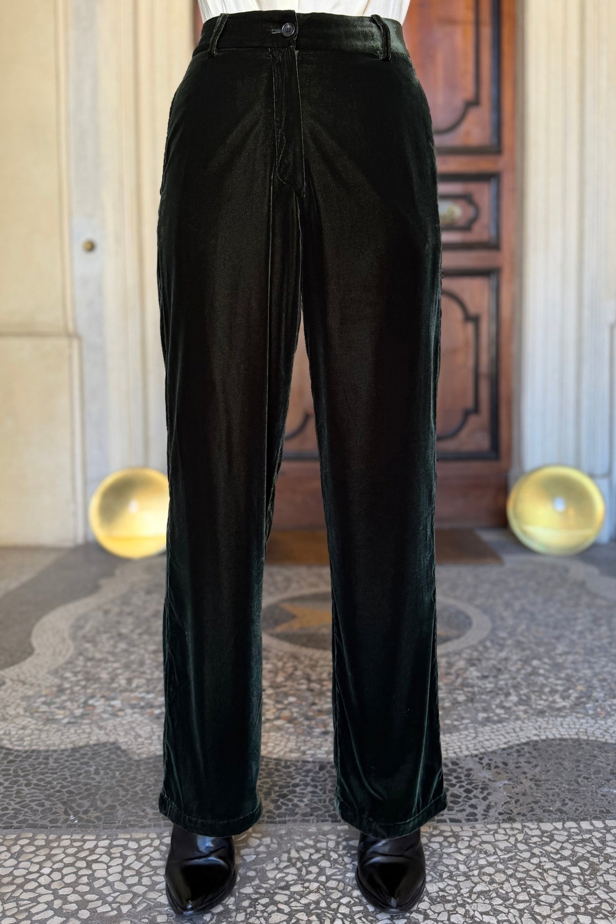 WU-SIDE - pantalone velluto - VERDE