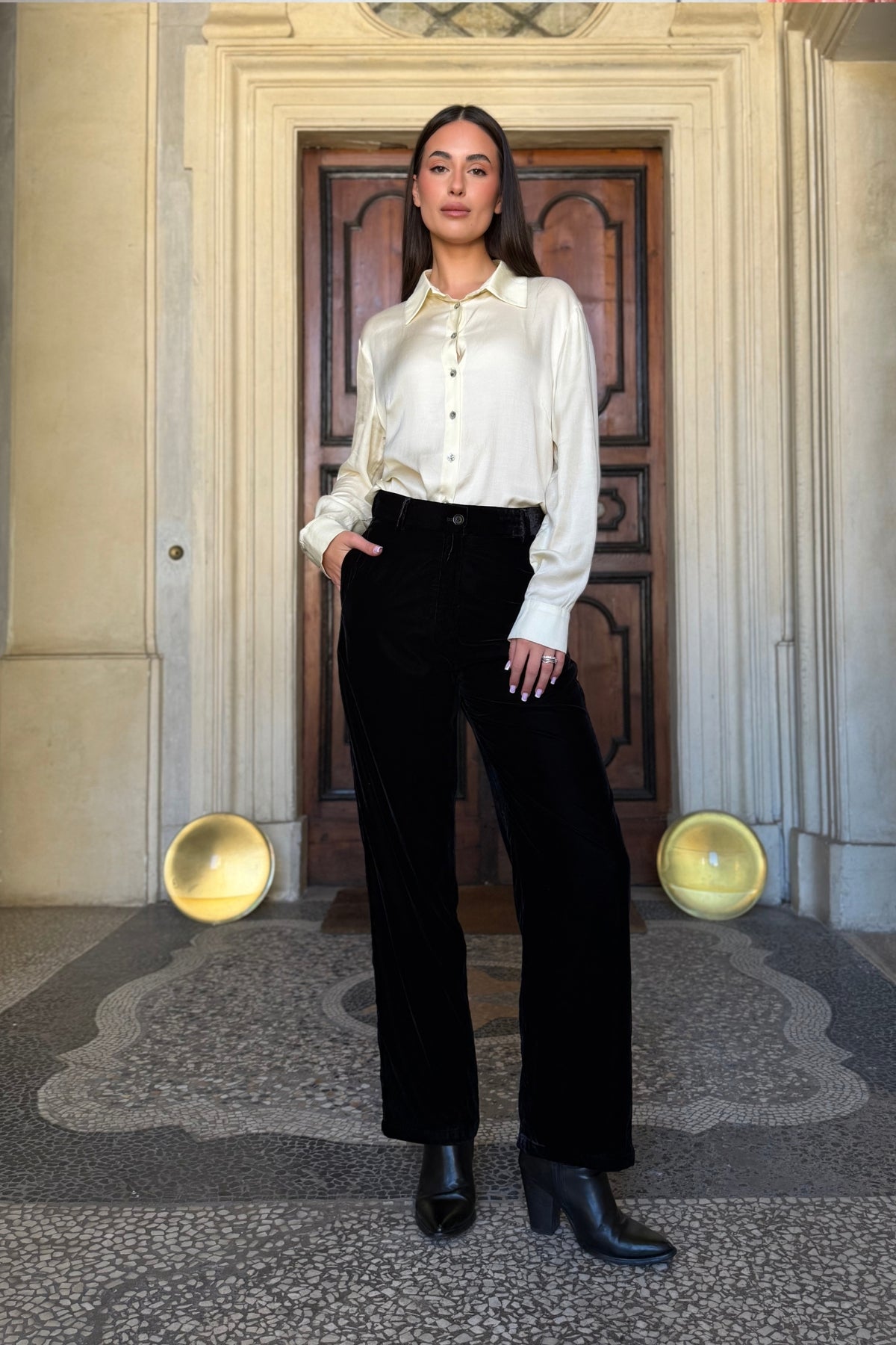 WU-SIDE - pantalone velluto - NERO