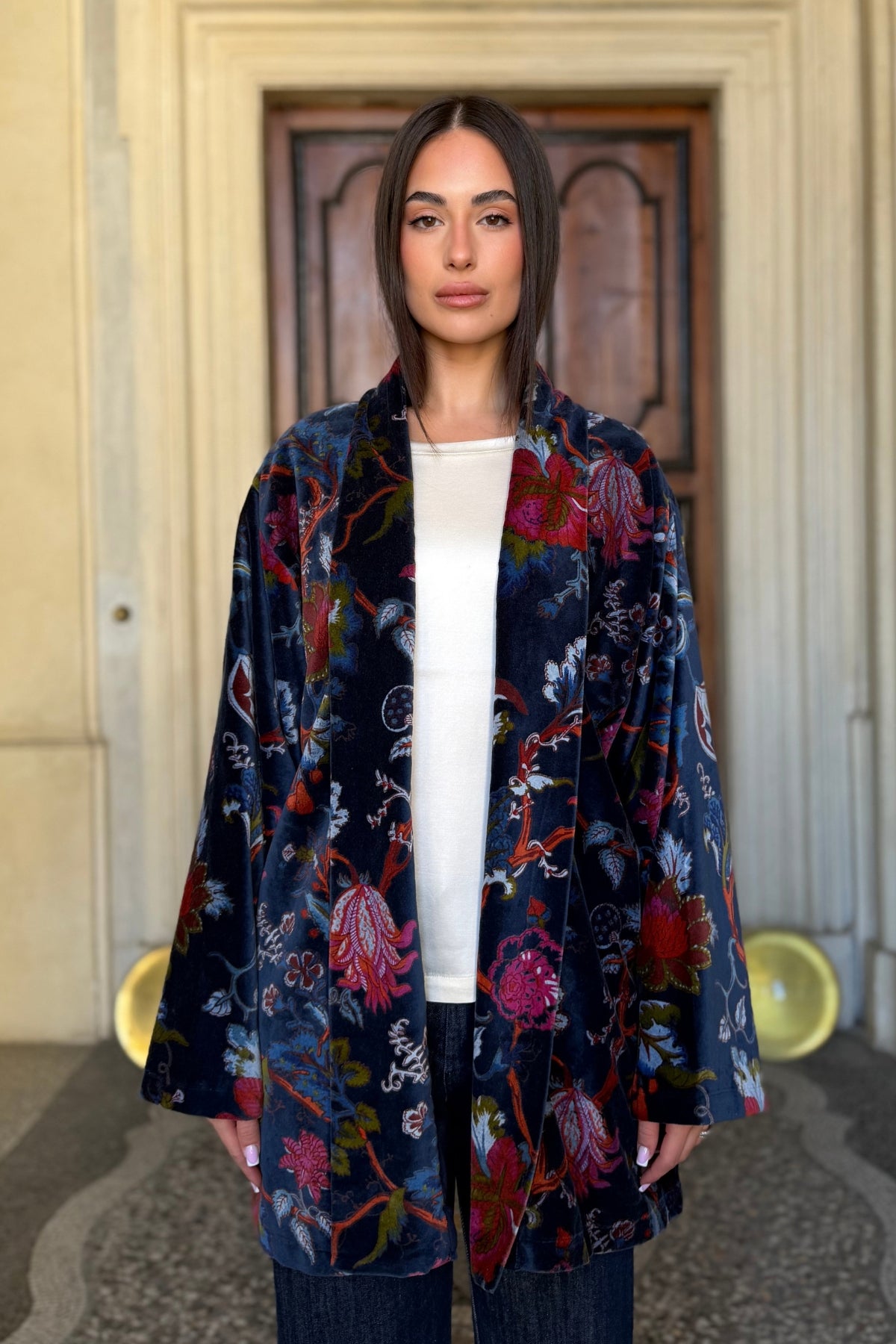ARTEFILIA-MILANO - kimono velluto jia - GARDEN BLUE