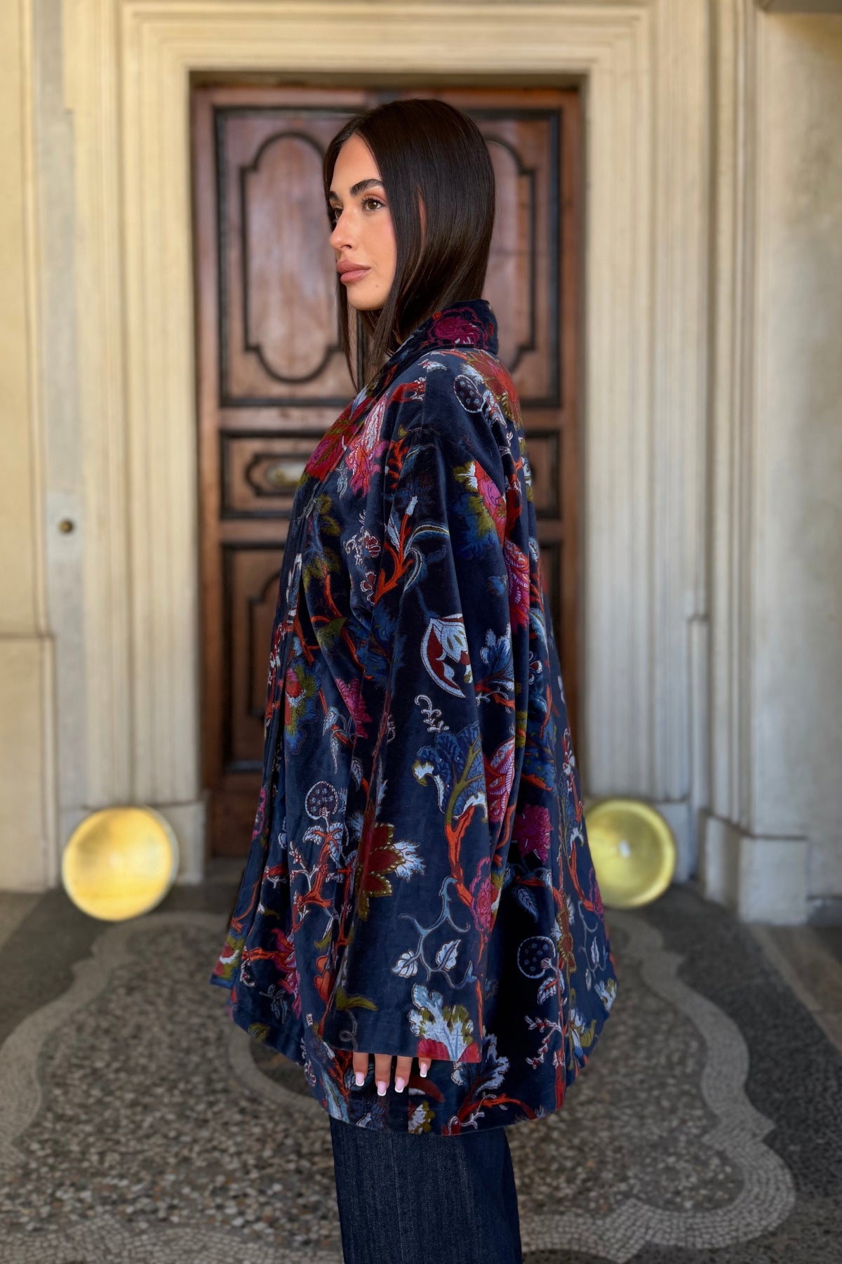 ARTEFILIA-MILANO - kimono velluto jia - GARDEN BLUE