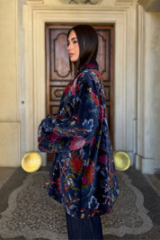 ARTEFILIA-MILANO - kimono velluto jia - GARDEN BLUE
