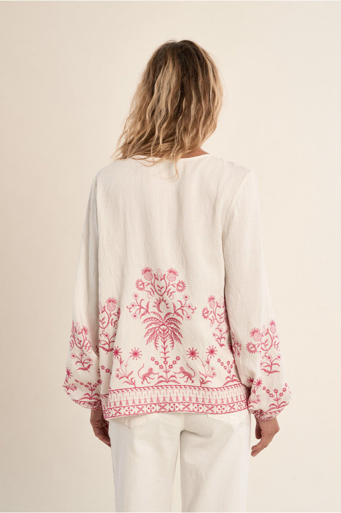 MOLLY BRACKEN - ladies woven bluse - OFF WHITE PINK