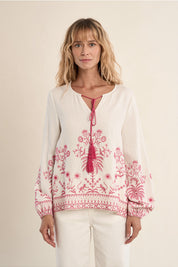 MOLLY BRACKEN - ladies woven bluse - OFF WHITE PINK