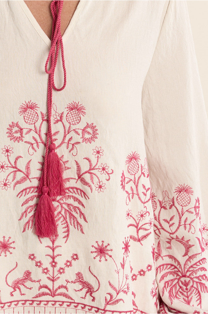 MOLLY BRACKEN - ladies woven bluse - OFF WHITE PINK