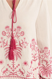 MOLLY BRACKEN - ladies woven bluse - OFF WHITE PINK