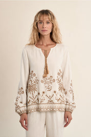 MOLLY BRACKEN - ladies woven bluse - OFF WHITE BEIGE