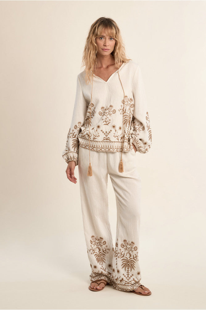 MOLLY BRACKEN - ladies woven bluse - OFF WHITE BEIGE