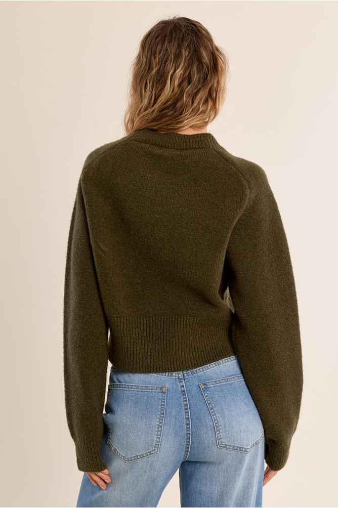 MOLLY BRACKEN - ribbed crop sweater - KHAKI