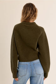 MOLLY BRACKEN - ribbed crop sweater - KHAKI