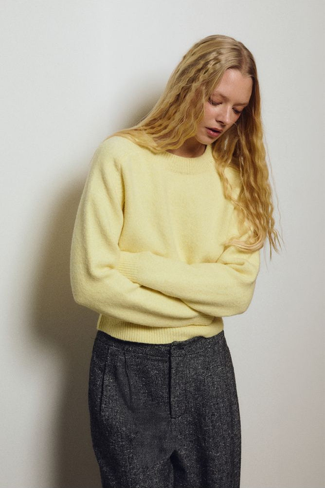MOLLY BRACKEN - ribbed crop sweater - YELLOW