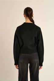 MOLLY BRACKEN - ribbed crop sweater - BLACK