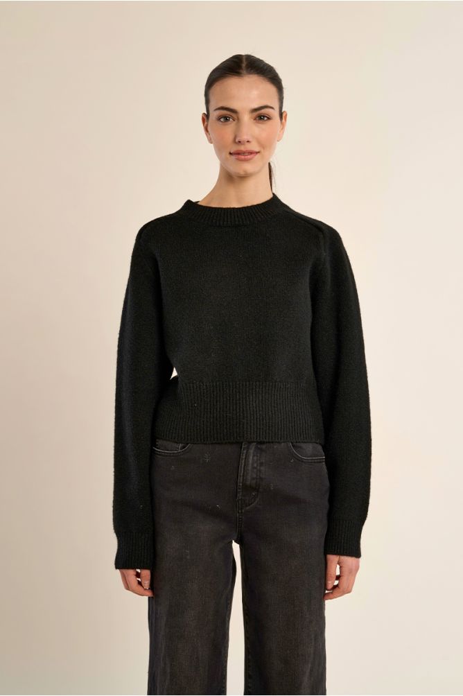 MOLLY BRACKEN - ribbed crop sweater - BLACK