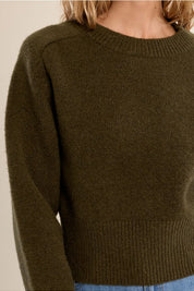 MOLLY BRACKEN - ribbed crop sweater - KHAKI