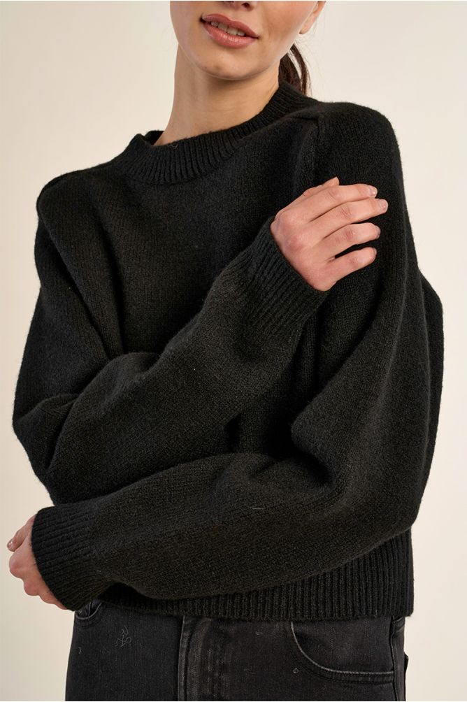 MOLLY BRACKEN - ribbed crop sweater - BLACK