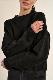 MOLLY BRACKEN - ribbed crop sweater - BLACK
