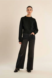 MOLLY BRACKEN - ribbed crop sweater - BLACK