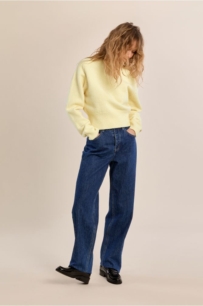 MOLLY BRACKEN - ribbed crop sweater - YELLOW