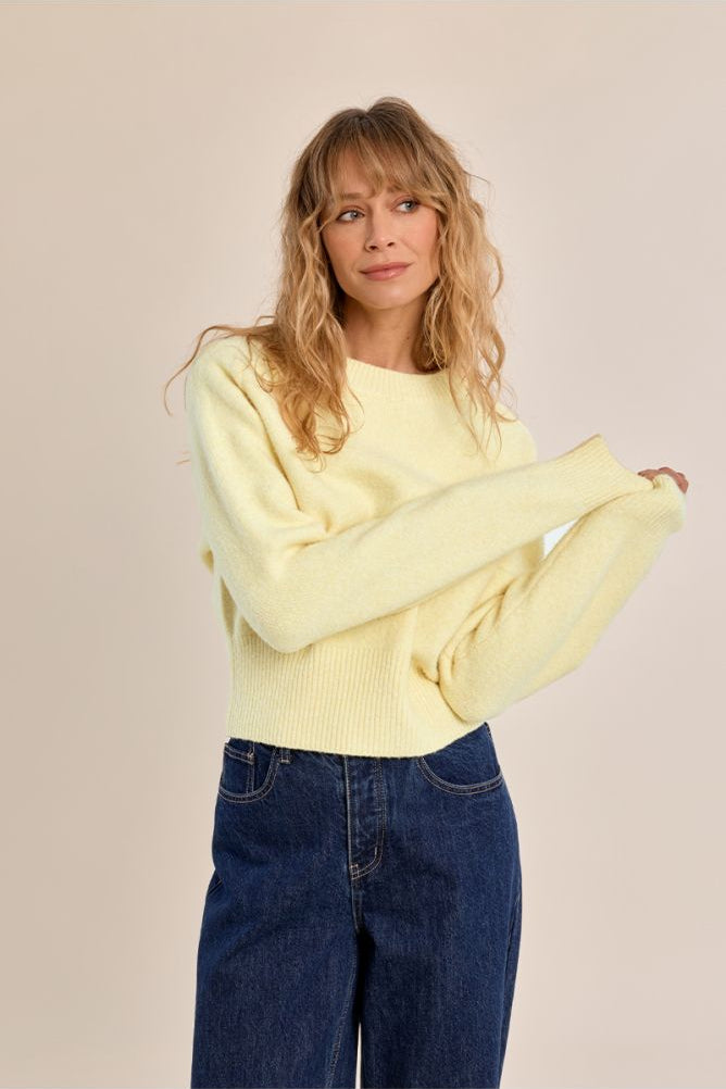 MOLLY BRACKEN - ribbed crop sweater - YELLOW