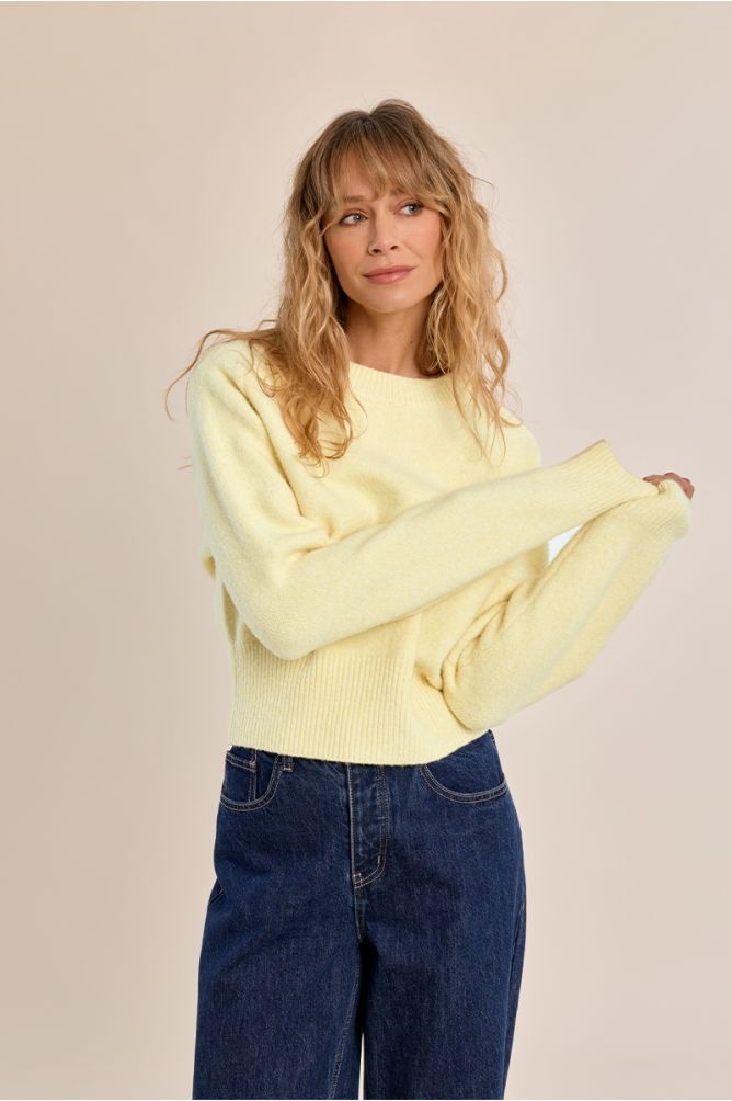 MOLLY BRACKEN - ribbed crop sweater - YELLOW