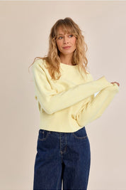 MOLLY BRACKEN - ribbed crop sweater - YELLOW