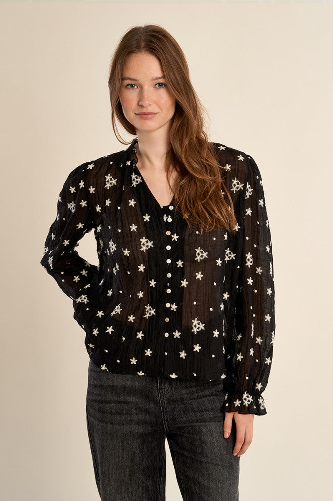MOLLY BRACKEN - ladies woven shirt - BLACK