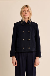 MOLLY BRACKEN - short herringbone jacket - NAVY BLUE