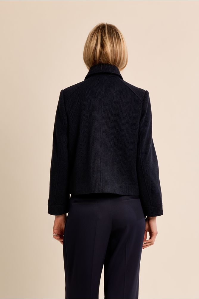 MOLLY BRACKEN - short herringbone jacket - NAVY BLUE