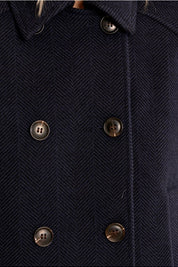 MOLLY BRACKEN - short herringbone jacket - NAVY BLUE
