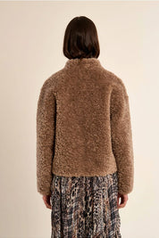MOLLY BRACKEN - short imitation sheepskin jacket - BROWN