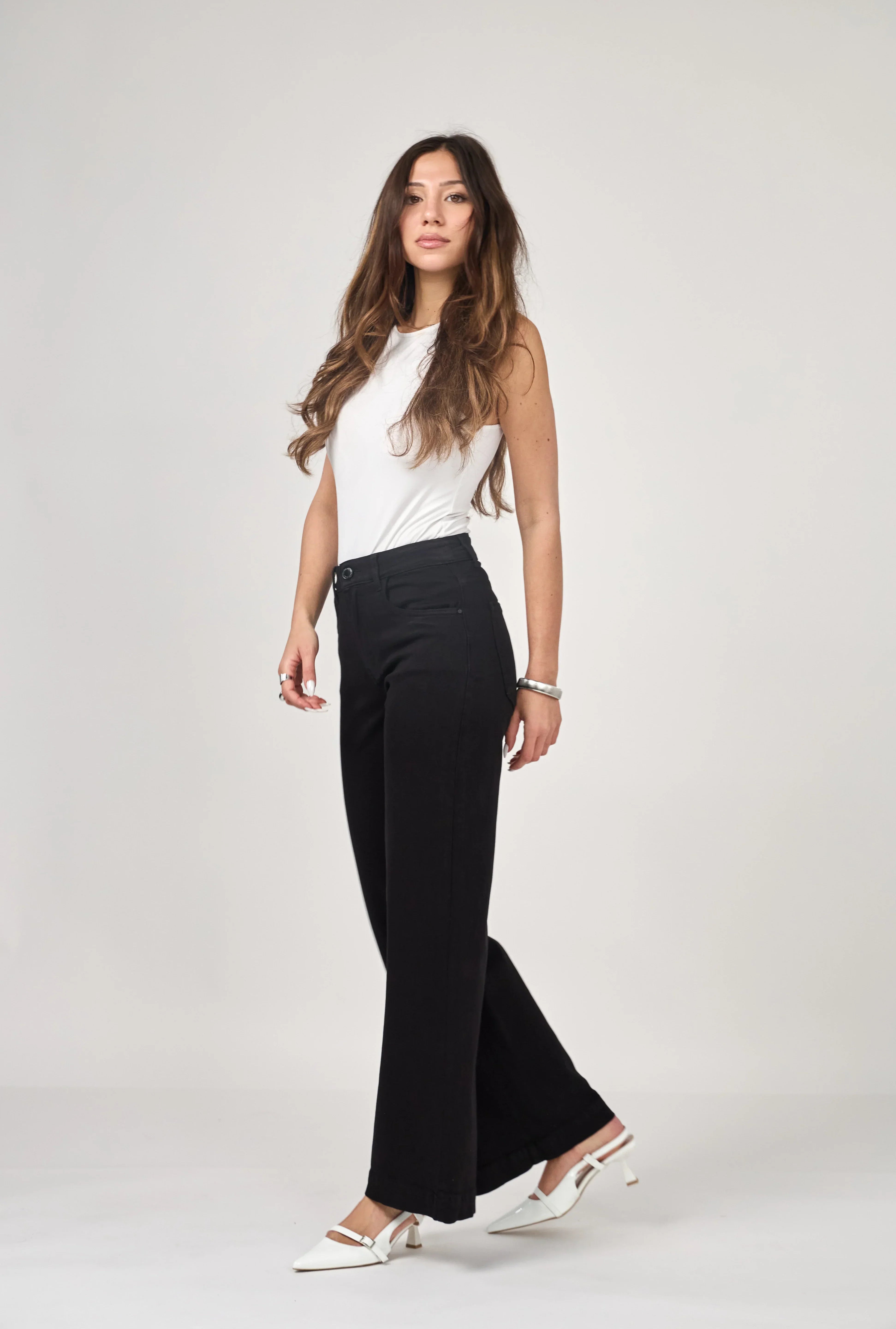 ANA & LUCY - wide pants naelle - BLACK