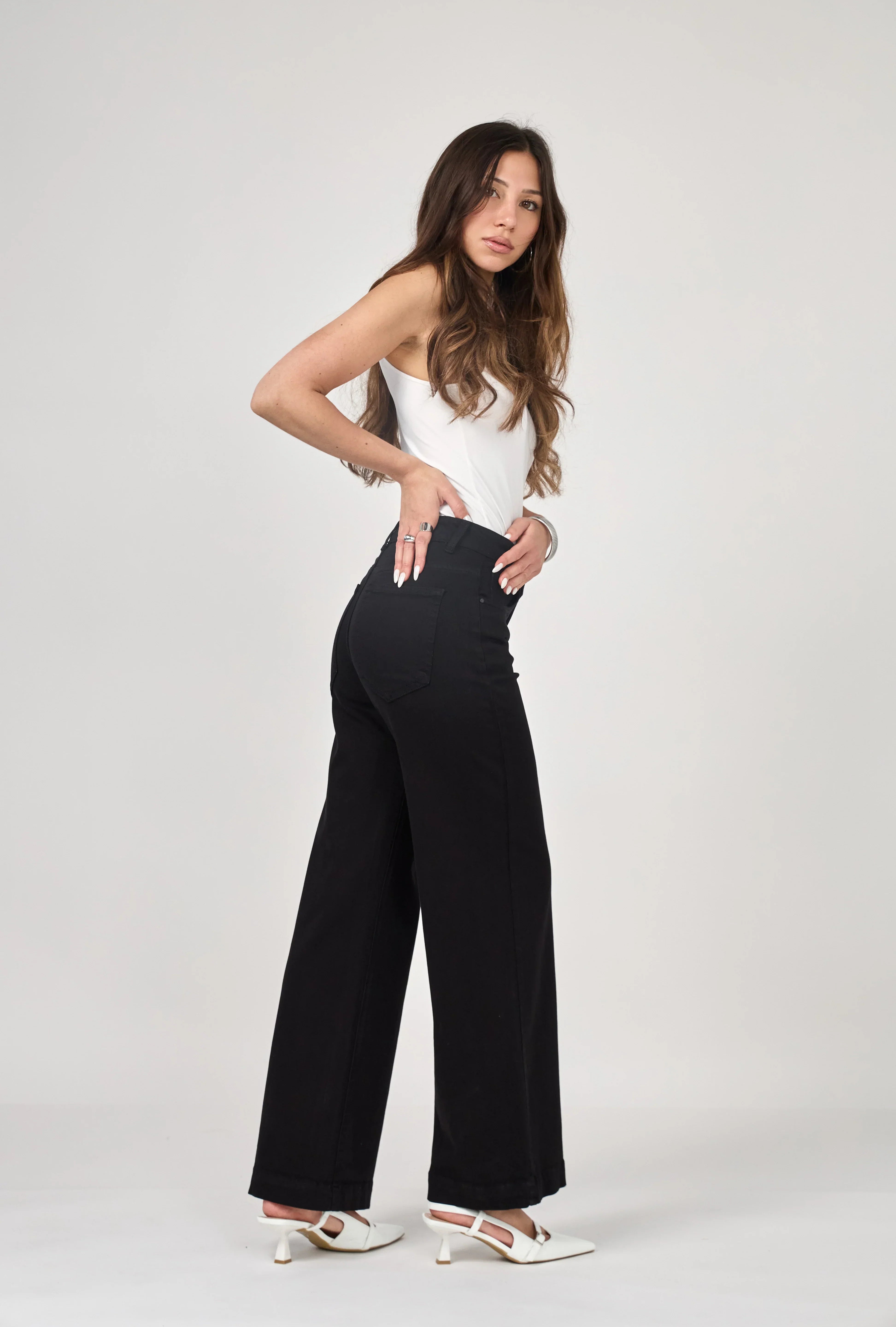 ANA & LUCY - wide pants naelle - BLACK