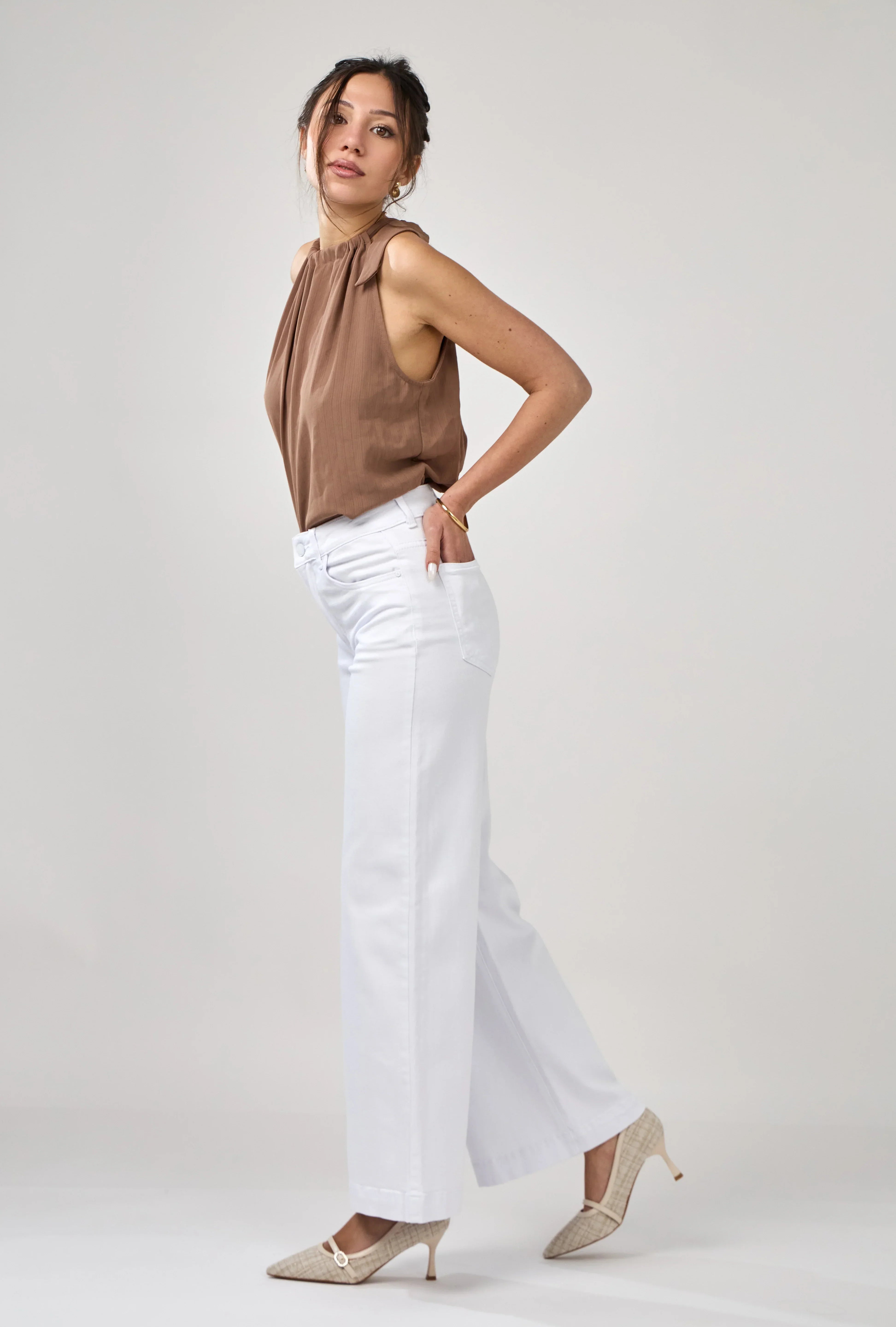 ANA & LUCY - wide pants naelle - WHITE