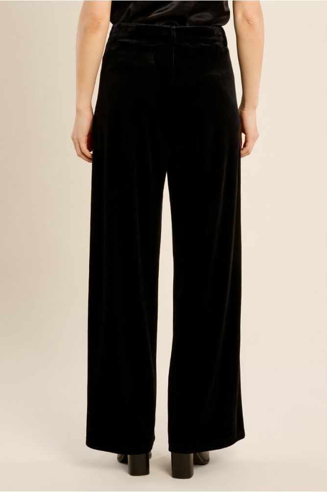MOLLY BRACKEN - straight-leg velvet pants - BLACK