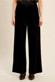 MOLLY BRACKEN - straight-leg velvet pants - BLACK