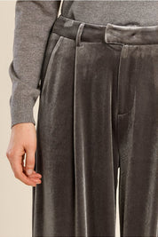 MOLLY BRACKEN - straight-leg velvet pants - GREY