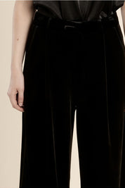 MOLLY BRACKEN - straight-leg velvet pants - BLACK