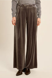 MOLLY BRACKEN - straight-leg velvet pants - GREY