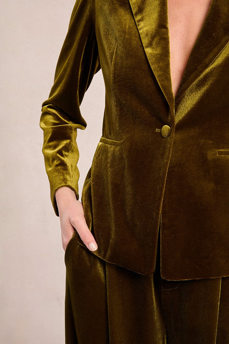 MOLLY BRACKEN - giacca blazer velluto - KHAKI
