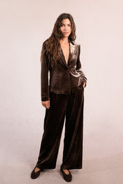 MOLLY BRACKEN - giacca blazer velluto - BROWN