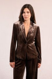 MOLLY BRACKEN - giacca blazer velluto - BROWN