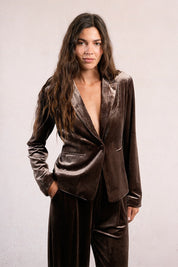 MOLLY BRACKEN - giacca blazer velluto - BROWN