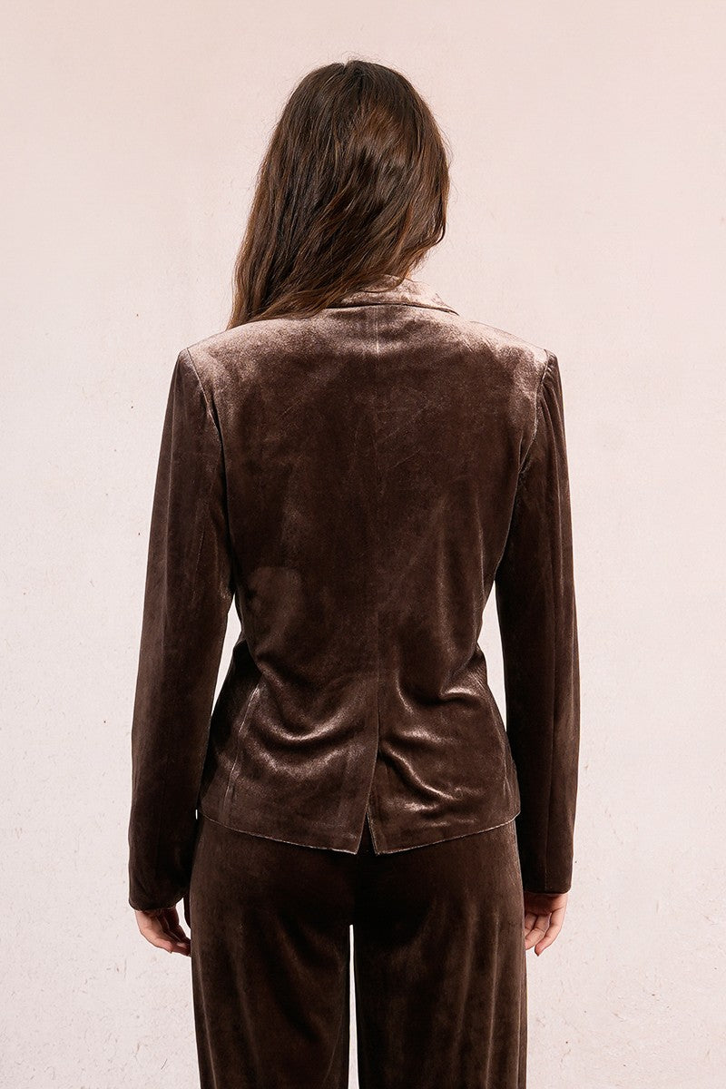 MOLLY BRACKEN - giacca blazer velluto - BROWN