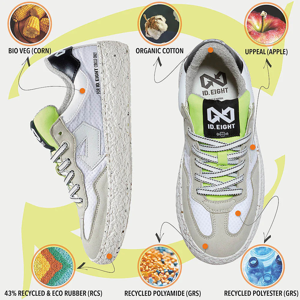 ID EIGHT - uriduri sneakers vegane - WHITE CRINKLE