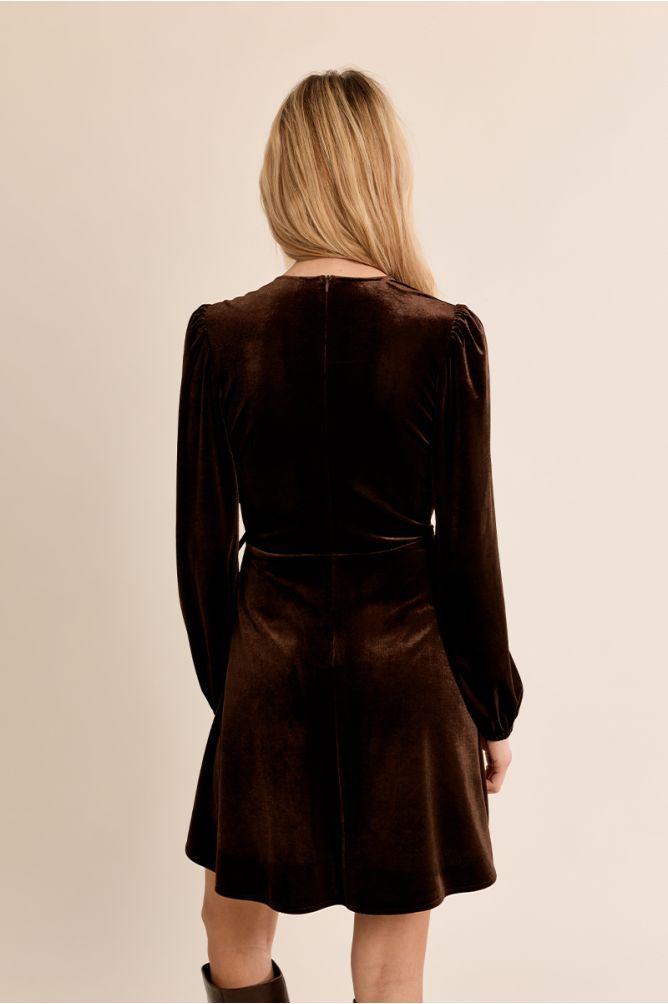 MOLLY BRACKEN - velvet wrap dress - CHOCOLATE